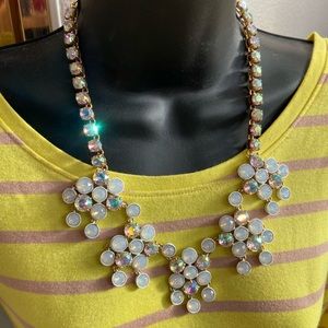🔥JCrew Brûlée Milky White Iridescent Cluster Crystal Necklace
